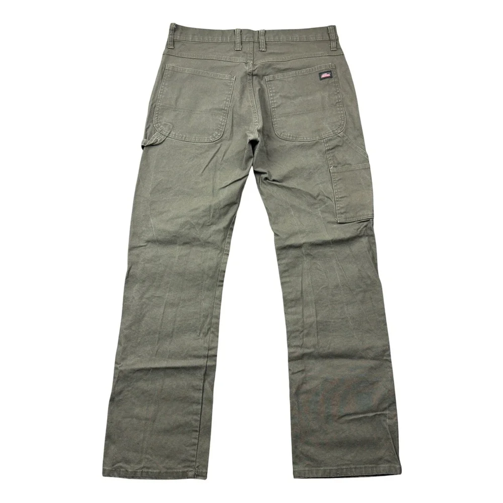 Dickies Mens 33x32 Carpenter Pants Olive Green Canvas Workwear Utility